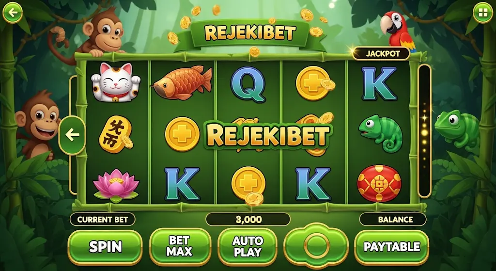 Tampilan antarmuka aplikasi Rejekibet slot online
